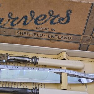 Ivory and Silver Sheffield England Carving Set